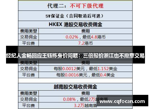 经纪人金畅回应王钰栋身价问题：三倍报价浙江也不愿意交易